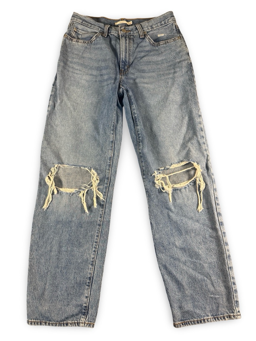 Levi’s 94 Baggy Jeans Medium Wash Distressed Knee | Size 28